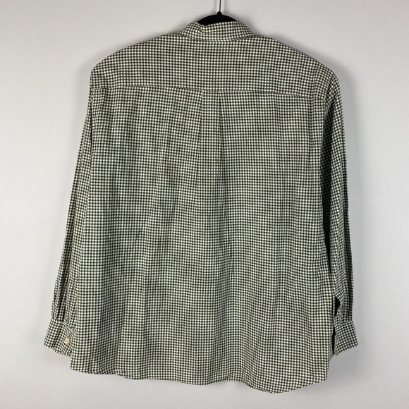 Abercrombie & Fitch Button Down Shirt Mens Large Green Plaid Relaxed Fit Logo - Picture 5 of 8